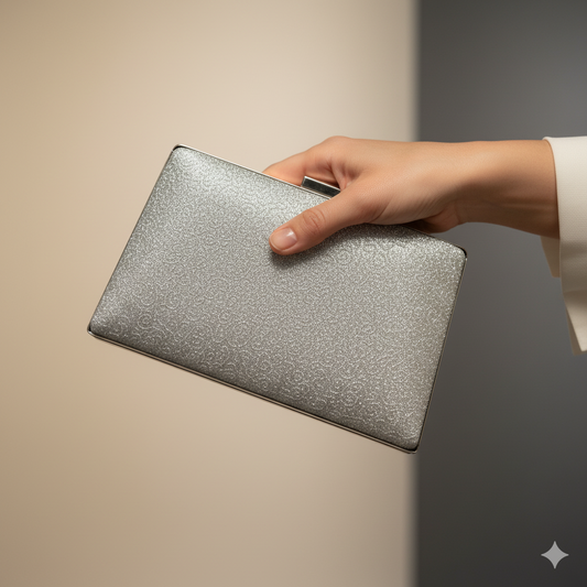 Sparkling Silver Glitter Clutch Bag for Women | Elegant Evening Party Hand Purse