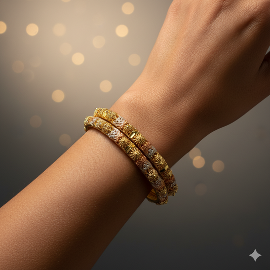 Antique Multicolor Gold-Plated Bangles for Women | Traditional Handcrafted Kada Set for Bridal & Festive Wear