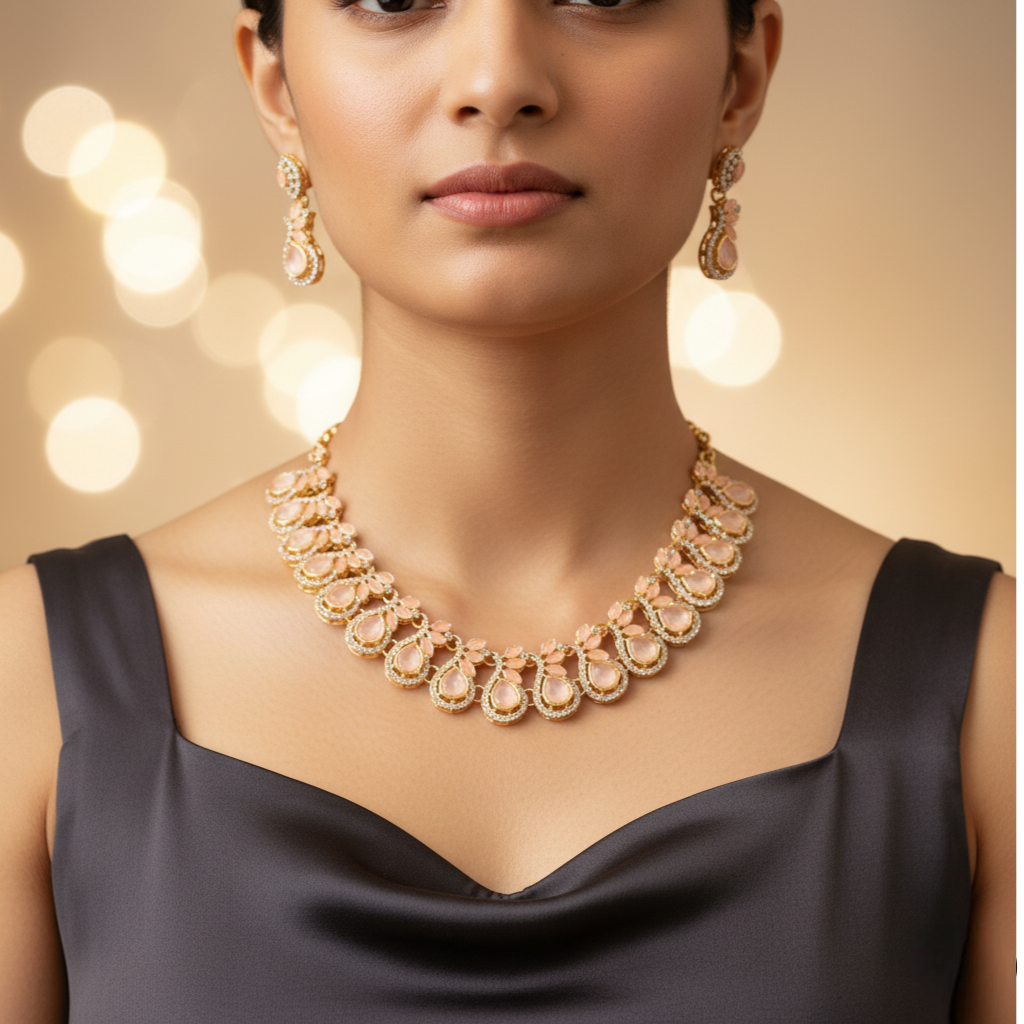 πΈ Premium Floral Kundan Bridal Necklace Set with Matching Earrings | Gold-Plated Traditional Jewelry Set for Wedding & Party Wear πΈ