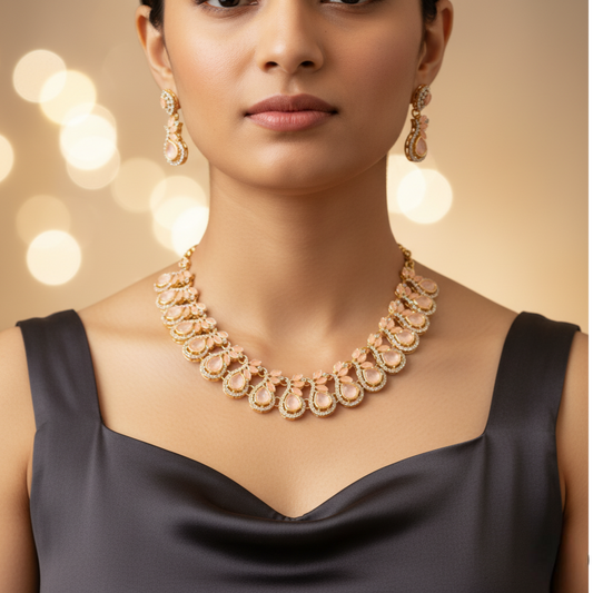 🌸 Premium Floral Kundan Bridal Necklace Set with Matching Earrings | Gold-Plated Traditional Jewelry Set for Wedding & Party Wear 🌸