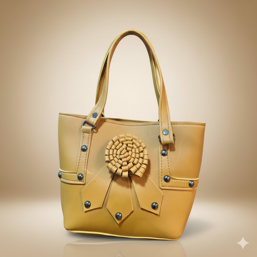 Mustard Bloom Tote Bag for Women – Stylish Ladies Handbag | Trendy Shoulder Bag | Elegant Everyday Women’s Tote
