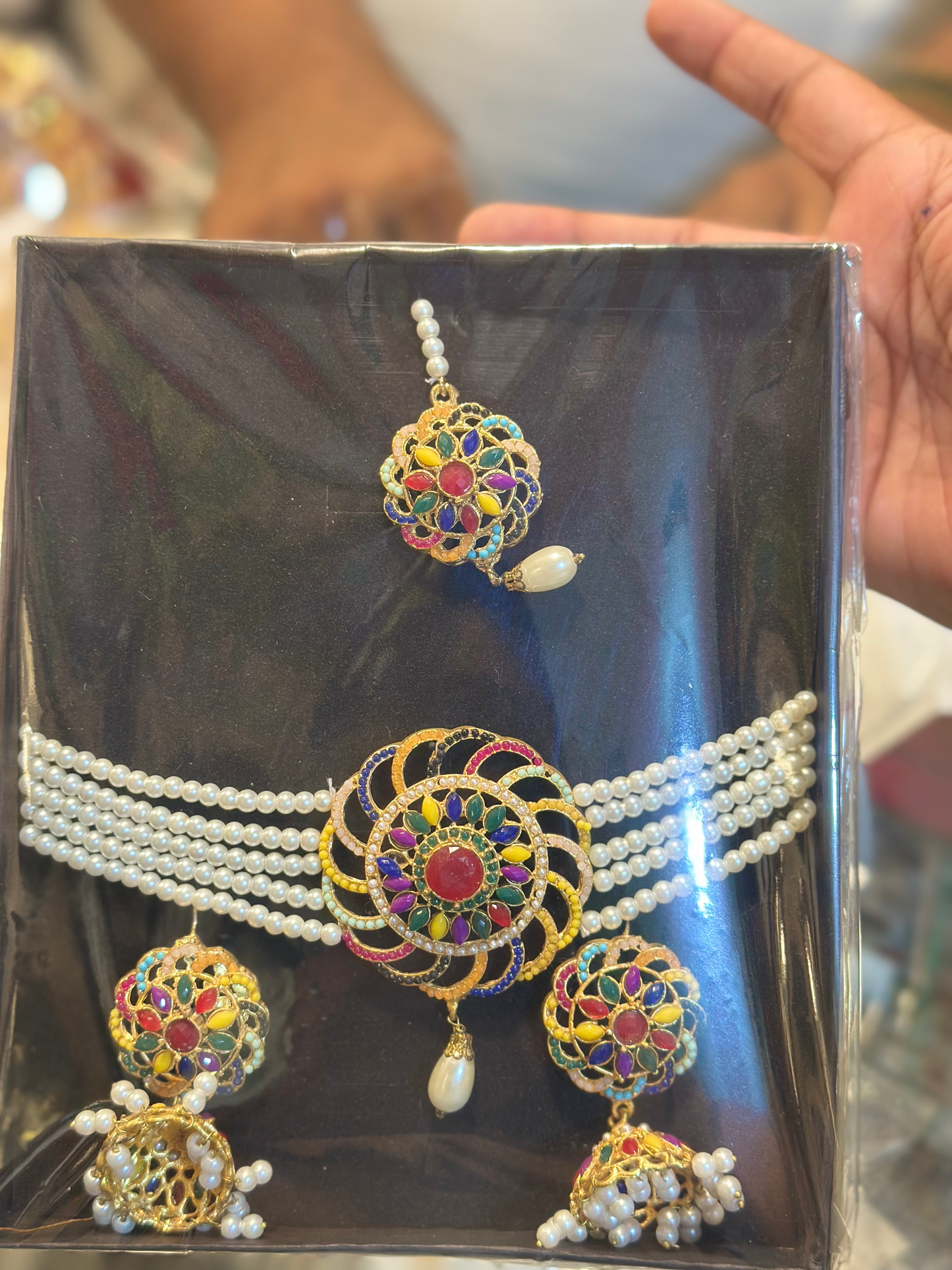 Royal Multi-Color Stone & Pearl Choker Set for Women | Traditional Bridal & Party Wear Kundan Jewelry