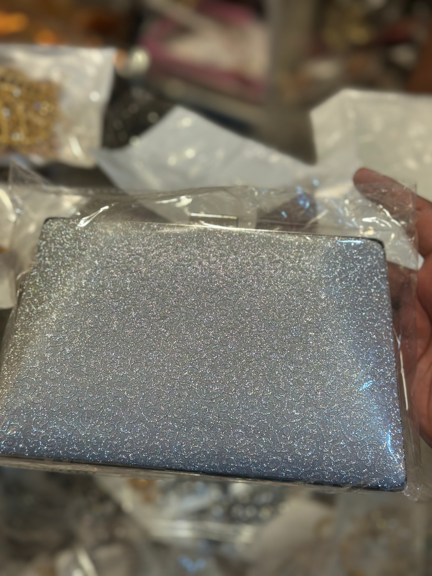 Sparkling Silver Glitter Clutch Bag for Women | Elegant Evening Party Hand Purse