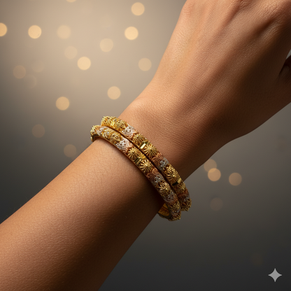 Antique Multicolor Gold-Plated Bangles for Women | Traditional Handcrafted Kada Set for Bridal & Festive Wear